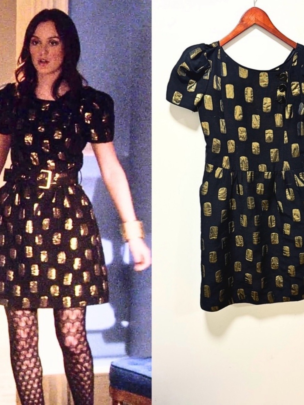 Marc Jacobs Dress ASO Blair Waldorf Gossip Girl Black Gold Metallic Iconic 2